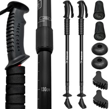 Black trekking poles + accessories - set of 2