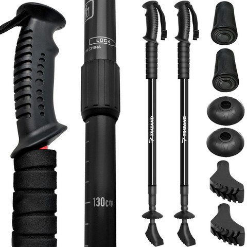 Black trekking poles + accessories - set of 2